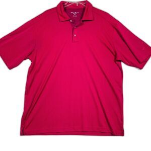 Tommy Armour Mens XL Shirt Red Burgundy Dri-Logic Polo 3 Button Short Sleeve
